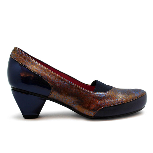 Seine - Bronze/navy Low heel shoe- Last pairs 36, 39 and 41