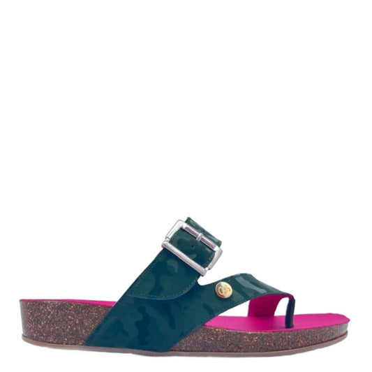 Je Suis - Green army flat cork sandal - Chanii B