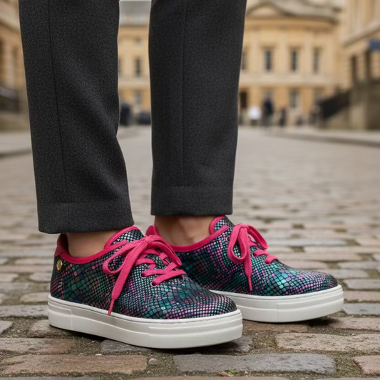 Pucker Up-Multi print lace up sneaker - Chanii B