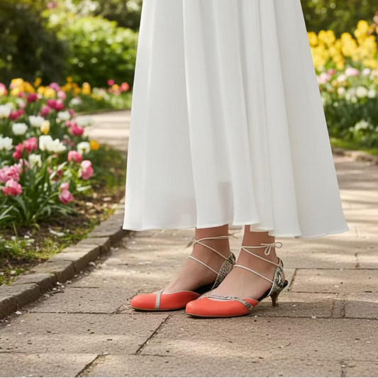 Faire -Orange low kitten heel