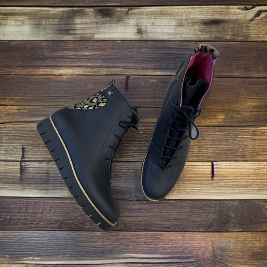 navy blue lace up boot