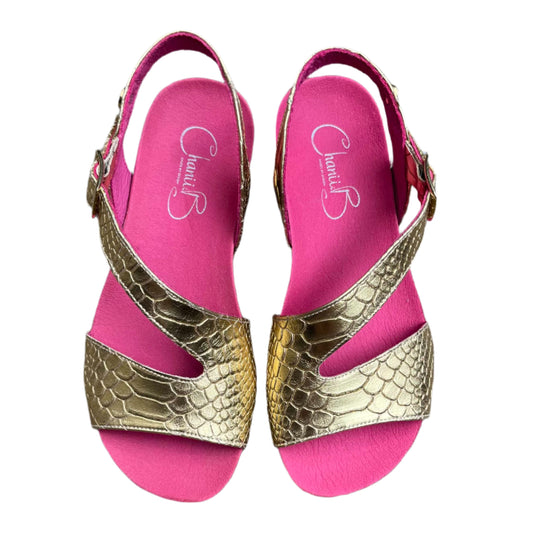 Je Ressin-Gold Croc- flat cork sandal - Chanii B