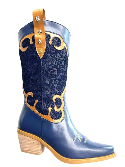 Jewel- Navy-Tan Cowboy boot - Chanii B