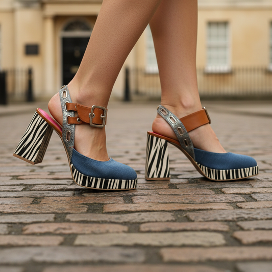 Le Patron- Denim tan platform heel - Chanii B