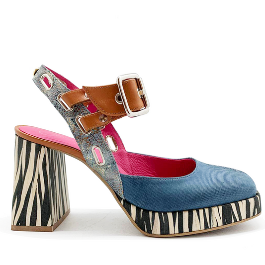 Le Patron- Denim tan platform heel - Chanii B