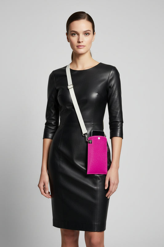 Le Paquete-Fuchsia cow hide-white phone holder bag - Chanii B