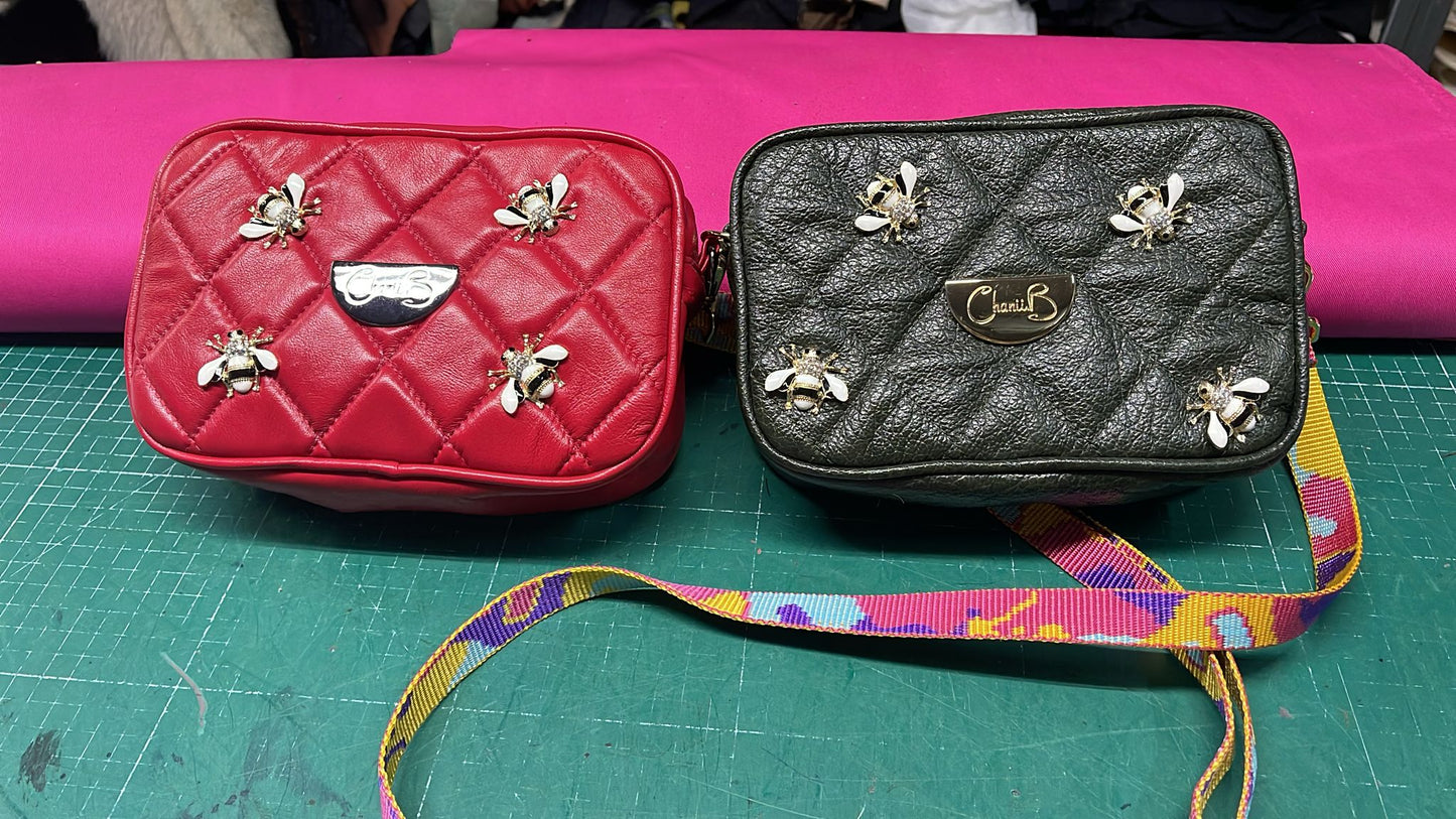 Tres Chic-Red bees mini handbag