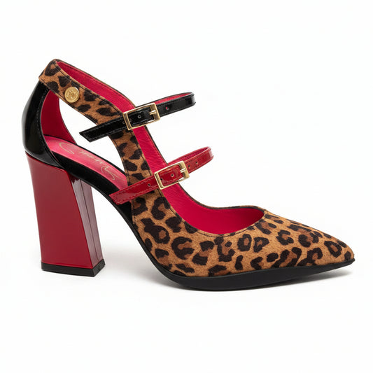 Pointure - Angela -Dark Leopard red-black