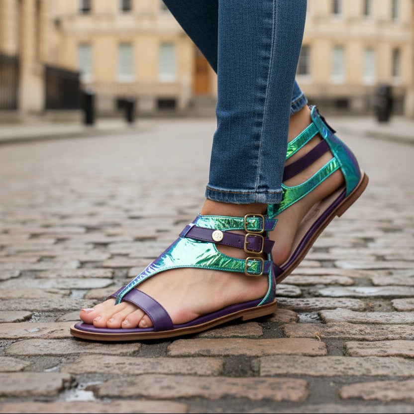 Piston - Blue Foil flat sandal- Pre order now!