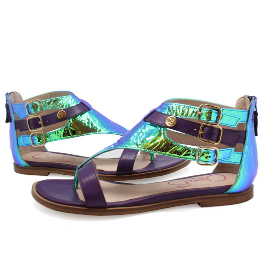 Piston - Blue Foil flat sandal- Pre order now!