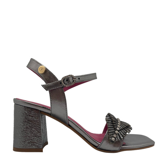 Mimi- Pewter block heel sandal - Chanii B