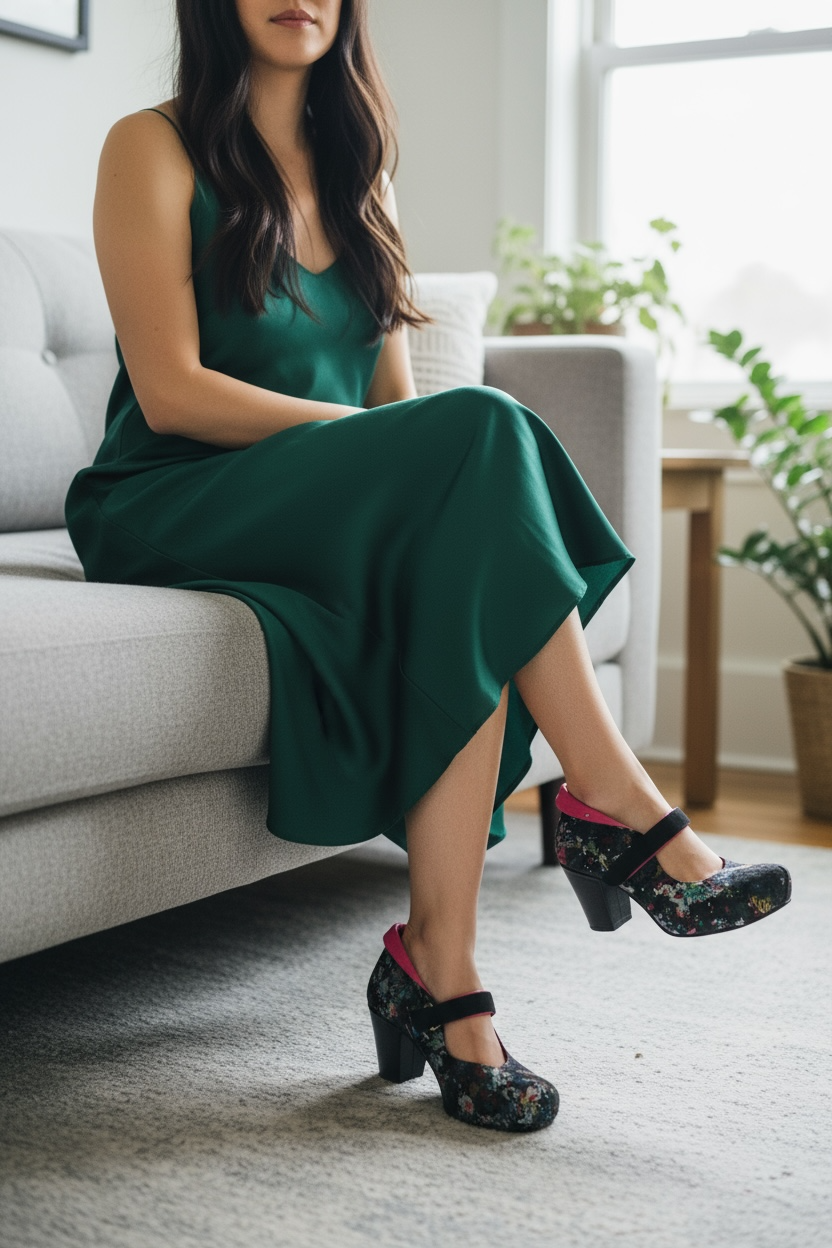 Stylo - Black Antique Floral heel shoes - Chanii B