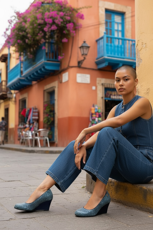 Chavalier-Blue multi wedge shoe