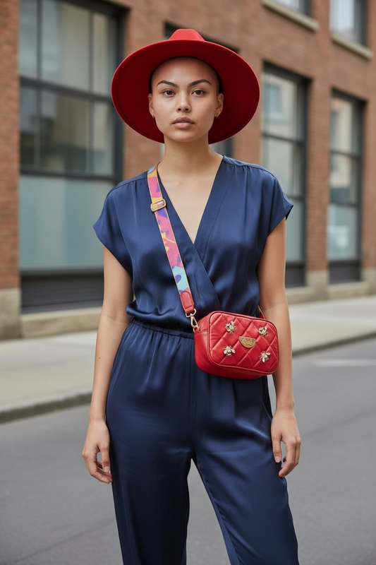 Tres Chic-Red bees mini handbag