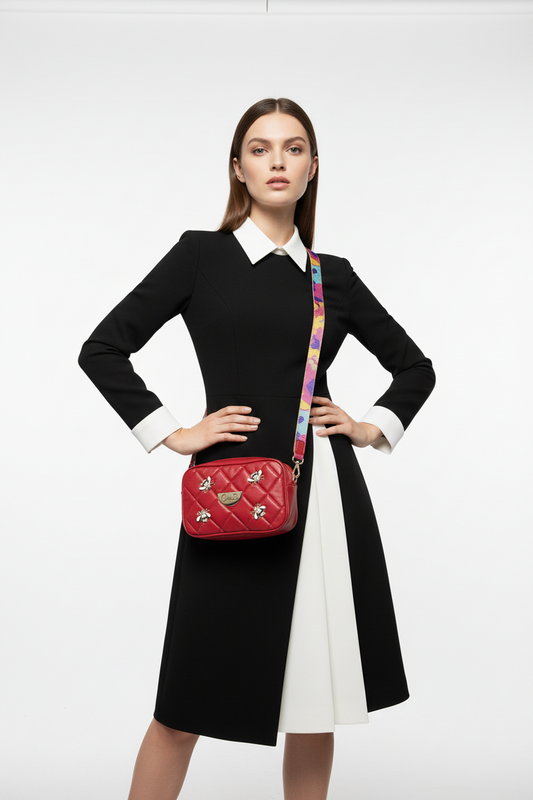 Tres Chic-Red bees mini handbag