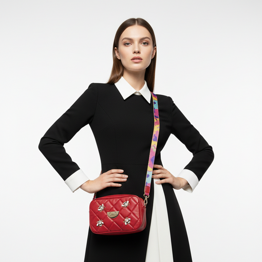 Tres Chic-Red bees mini handbag