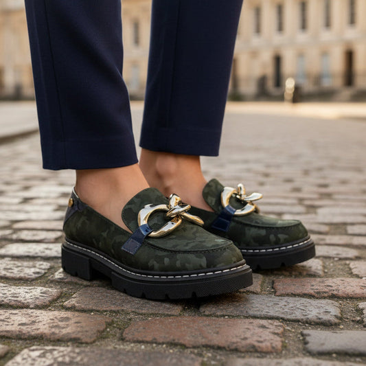 Flambe - Green and gold loafer