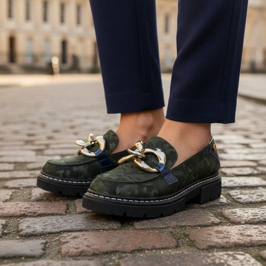 Flambe - Green and gold loafer