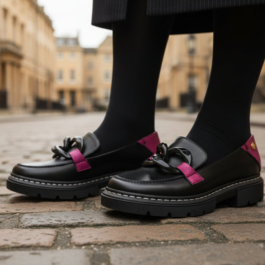 Flambe - Black and fuchsia loafer