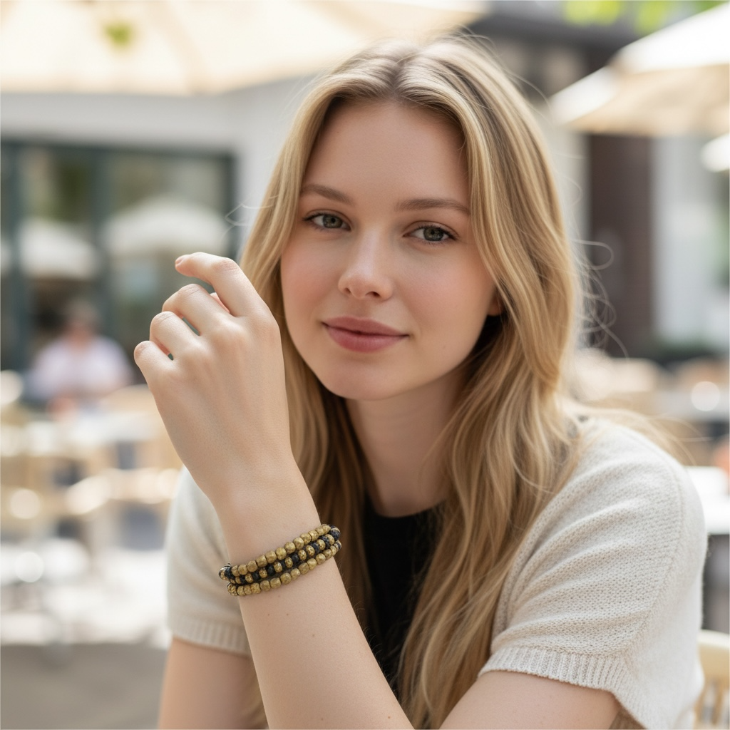 Bracelet- handmade gold and black