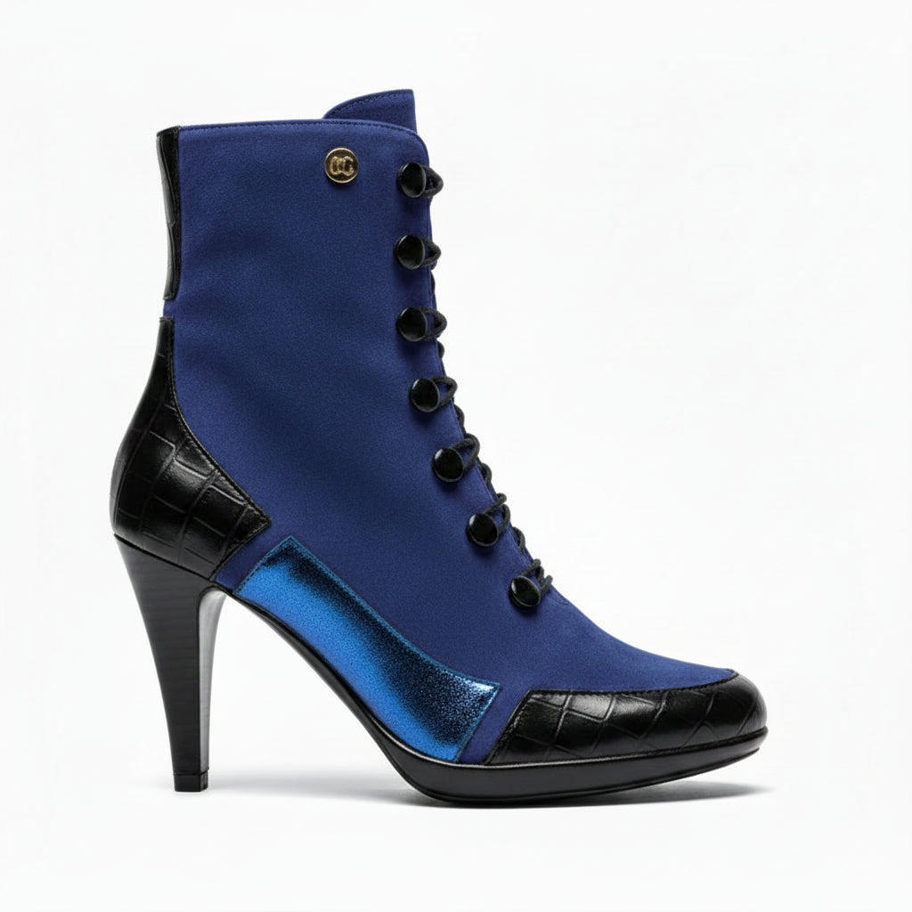 St Lucia -Royal blue with black buttons boot