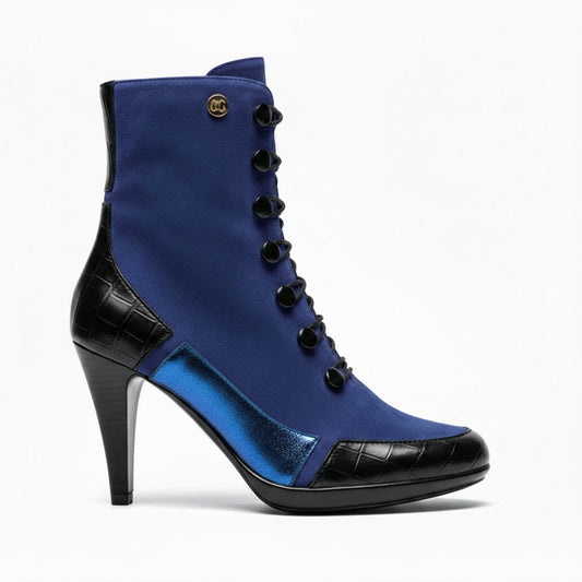 St Lucia -Royal blue with black buttons boot