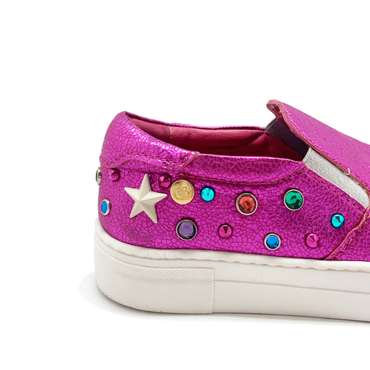 Scala Jewel- Fuchsia crack slip on sneaker - Chanii B