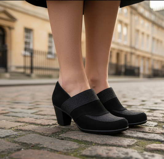 Ville - Black Glitter / Suede work shoe- last pair 42!