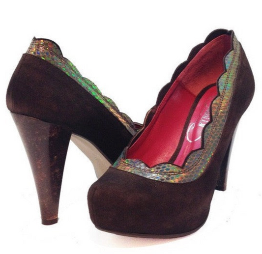 Beaucoup- Brown Suede platform heel