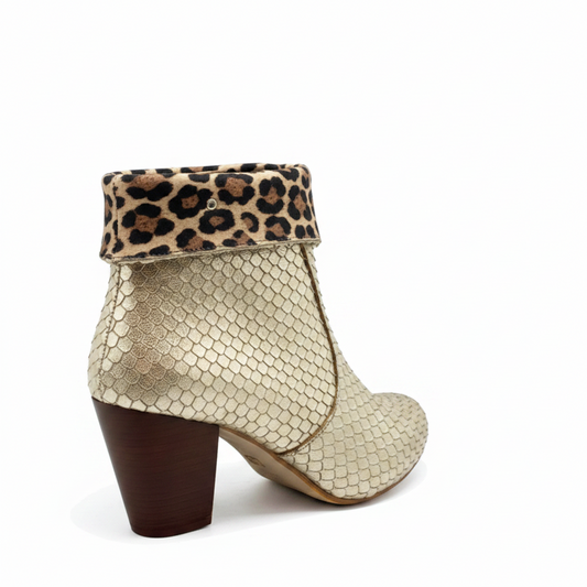 Mais Oui - Gold laser cut ankle boot