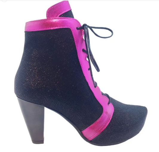 Mon Chou - Black Fuchsia sparkle suede fuchsia- PRE ORDER