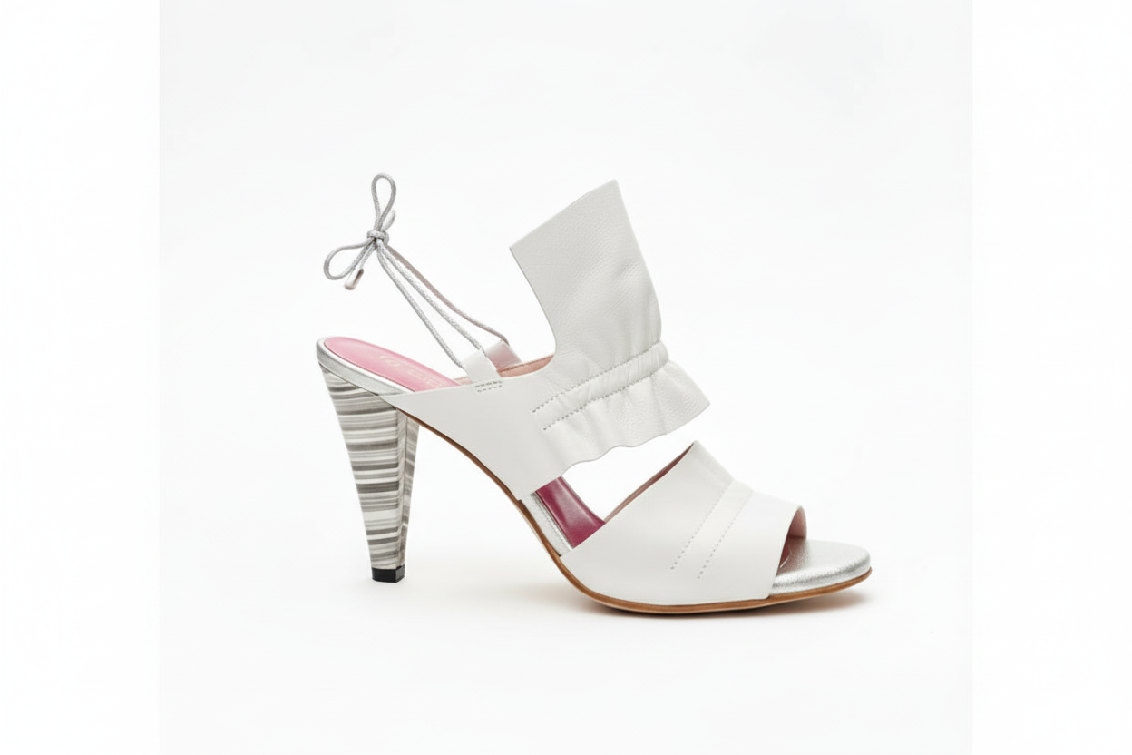 Saturn White open toe mule heel- PRE ORDER