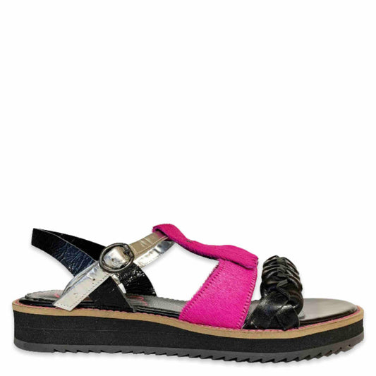 Trois - Fuchsia/Black sandal- last pairs 35 AND 36