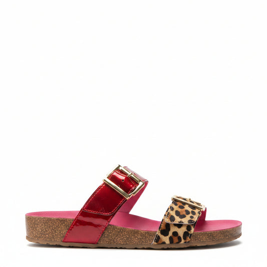 Je T'aime- Leopard Red- flat cork sandal