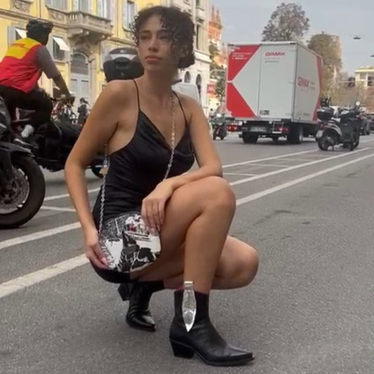 Magnifique- Black and silver cowboy boot - Chanii B