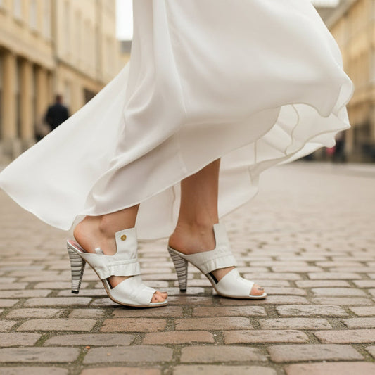 Saturn White open toe mule heel - Chanii B