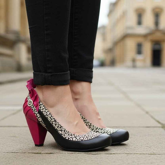 Tresor - Black/Fuchsia heel shoe- Last pair 35