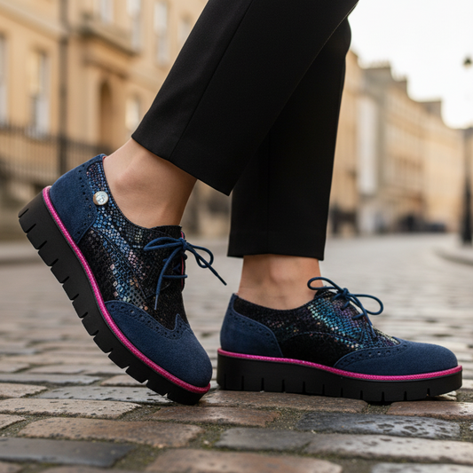 Bolt -Blue scales lace up shoe