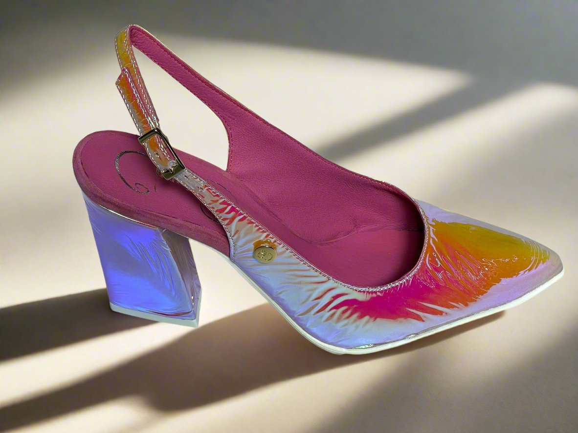 Pimento- pink nude foil sling back - Chanii B