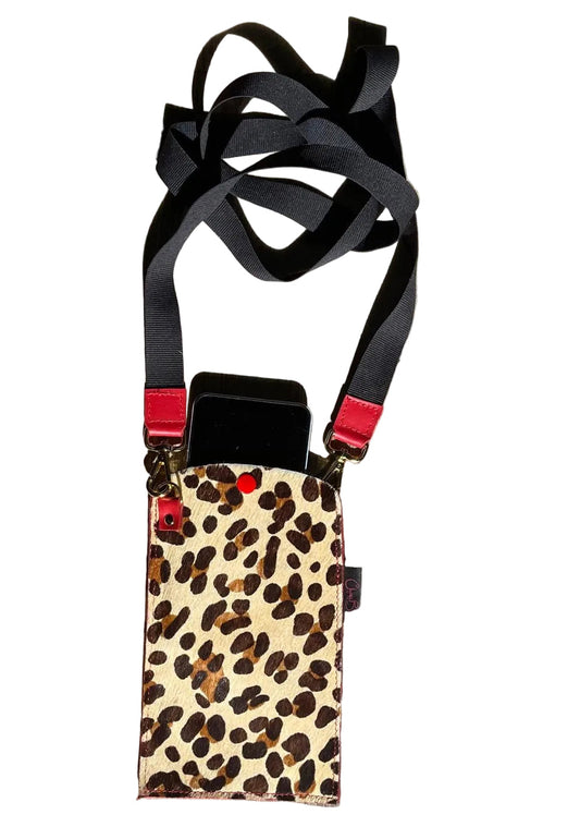 Le Paquete-Leopard cow hide-red phone holder bag - Chanii B