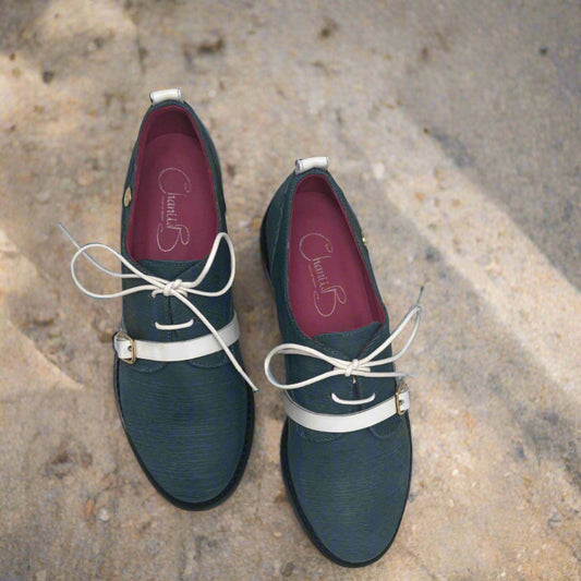 Excuse Moi - Denim blue laser lace up - Chanii B