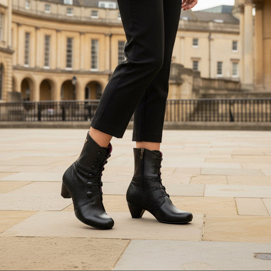 Chateau Noir - Black and glitter Button boot