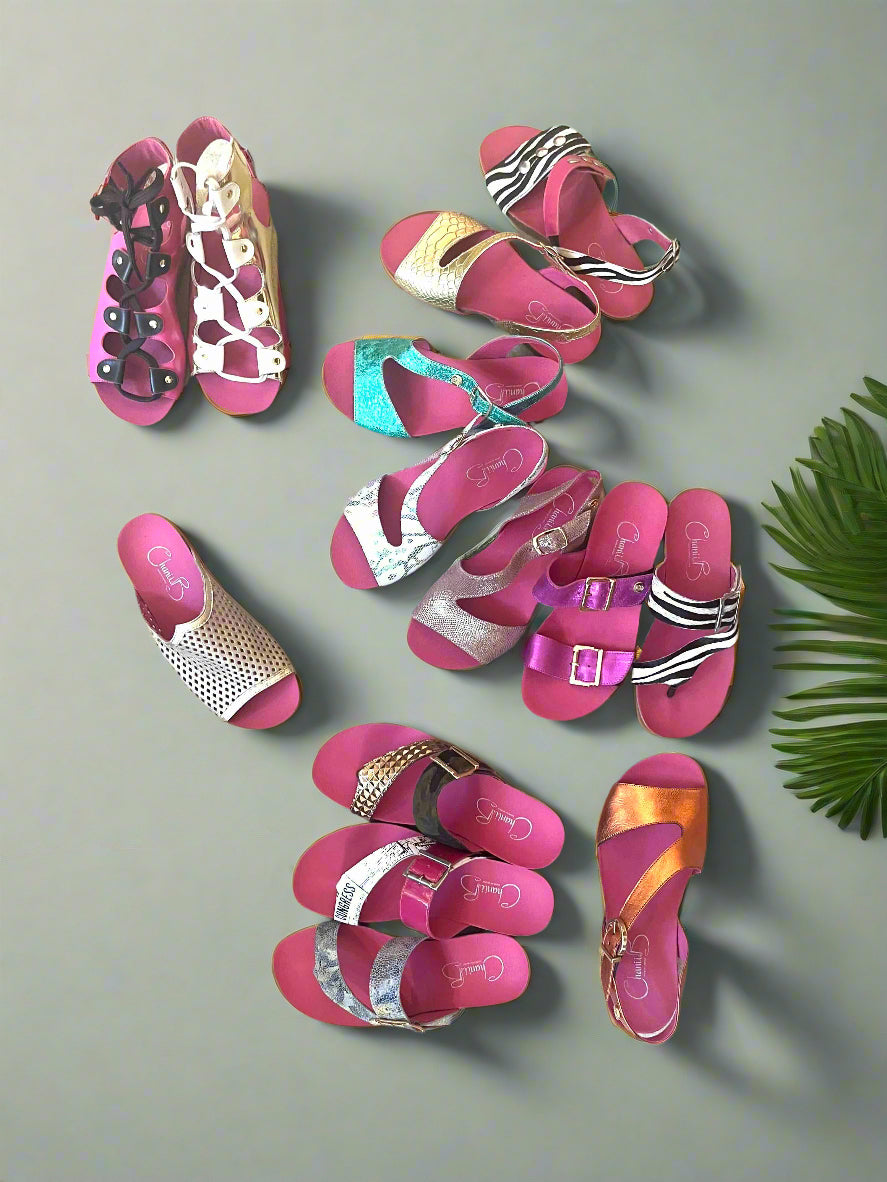 Je Savoir- platinum gold lace up cork sandal - Chanii B