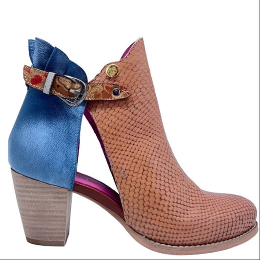Indigo- Tan and denim ankle boot - Chanii B
