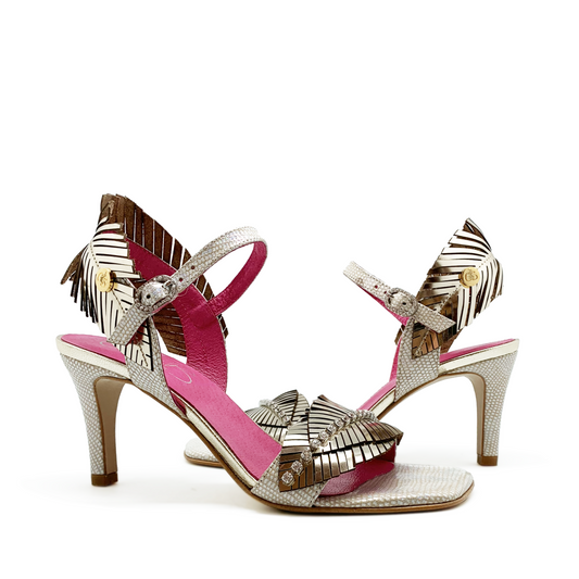 Fifi gold mirror heel ankle sandal - Chanii B