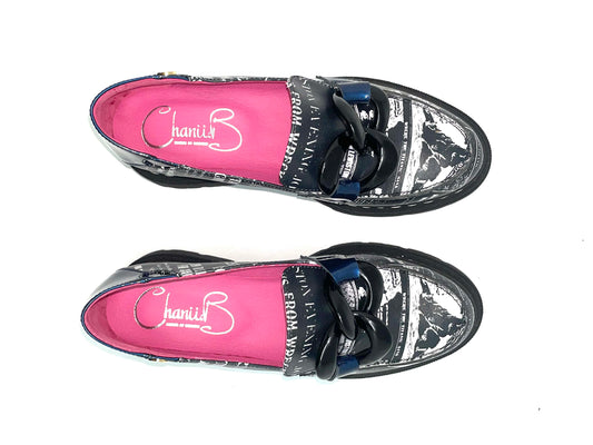 Flambe - Newsprint leather shoe - Chanii B