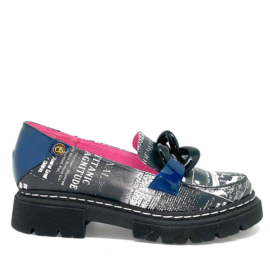 Flambe - Newsprint leather shoe - Chanii B