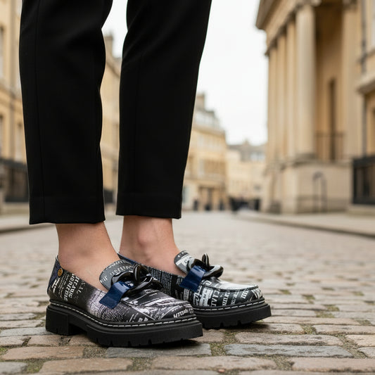 Flambe - Newsprint leather shoe - Chanii B