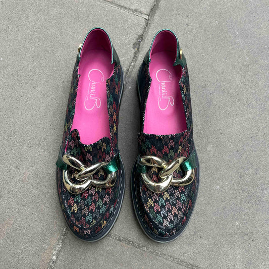 Flambe - Multi houndstooth leather loafer - Chanii B