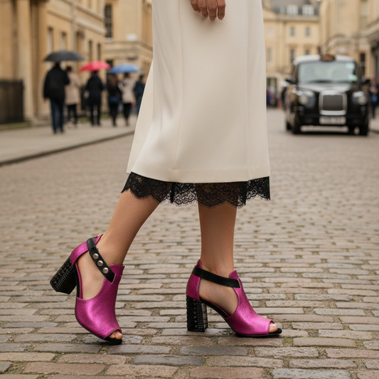 Rayon - Fuchsia Black open toe - Chanii B